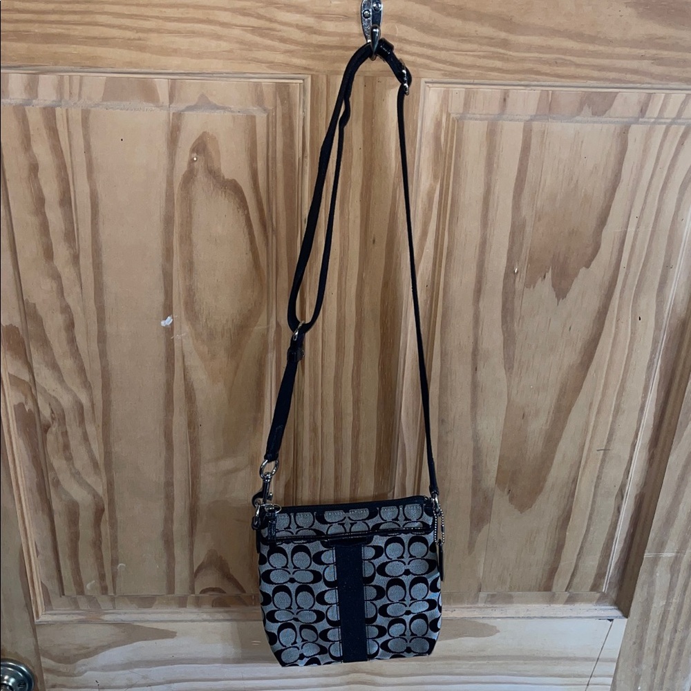 Coach Black and Gray Patterned Crossbody Bag